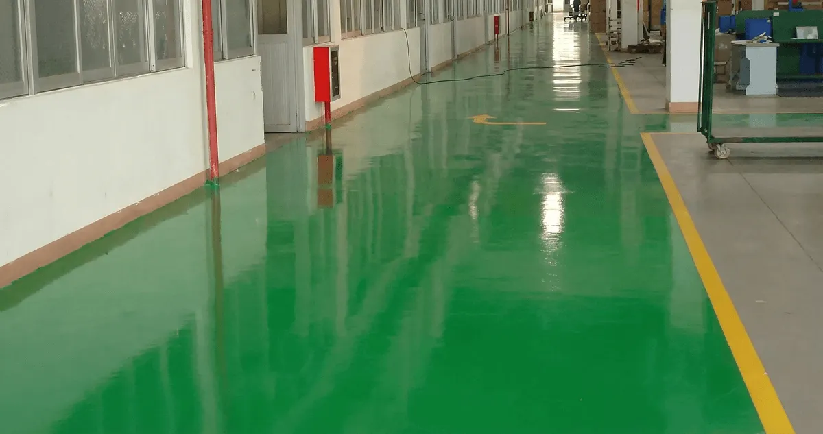 A factory floor professionally covered and marked with epoxy flooring in Chattanooga, TN